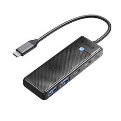 Orico Pw Series 4-PORT USB3.0 Hub Type-c USB-A3.0 X 4 5GBPS Sharing 15CM |black