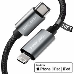 Fospower Iphone Charger Apple Mfi Certified Extra Long Lightning To USB C Cable Nylon Braided Compatible With Iphone 11 11 Pro 11 Pro Max