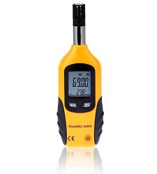 Wt Meter - Digital Psychrometer And Portable Thermometer Hygrometer With Lcd Monitor Temperature Gauge And Humidity Meter Professional Use High Sensitive And Performance Yellow