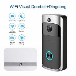 Runshuangyu Smart Visual Doorbell Wireless Wifi Video Ring Door Bell Viewer Intercom For Home Security Camera Smartphone Real Time Monitoring