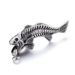 Bluefox Fashion Titanium Steel Fish Skeleton Bones Pendant Necklace For Mens Womens
