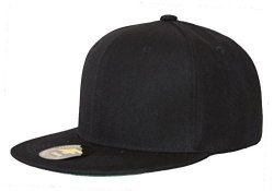 New Af Solid Flatbill Snapback Hat - Black