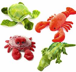 Giftable World Metropawlin Pet Plush Pet Toy 4 Assorted Crab Sea Turtle Lobster Alligator With Squeakers Dog Chew Toy