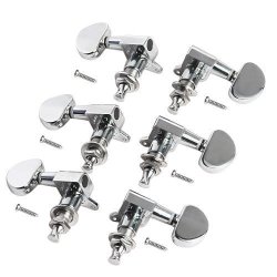 AIRSUNNY CHROME-TUNING-PEG-ROUND-3L3R 6 Pieces 3L3R Acoustic Guitar Tuning Pegs Machine Head Tuners Chrome Guitar Parts