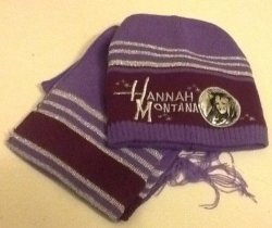 Winter Beanie Hat & Scarf Set - Hannah Montana Purple