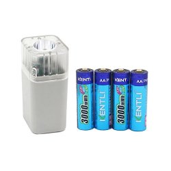 Bleiou 4PCS 1.5V 2800MWH Li-polymer Lithium Rechargeable Aa Battery + 4 Slots Smart Charger With LED Flashlight Fuction