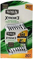 20 Schick Xtreme 3 Blade Sensitive Razor With Vitamin E & Aloe