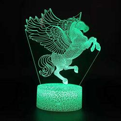 Zmr A Variety Of Unicorn Night Lights 16 Colors + 7 Colors Replacement Remote 3D Optical Illusion Children's Lights For Boys And Girls Birthday Or Christmas Holidays. L