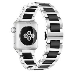 Compatible For Apple Watch Band 38MM Replacement Stainless Steel & Ceramic Bracelet Straps Compatible For Apple Iwatch Smart Watch Series 3 2 1 Sport Edition
