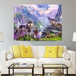 BephaMart 40 x 35cm Wolves 5D Diamond Painting Embroidery DIY Craft Home Decor
