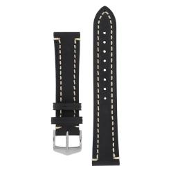 Liberty Leather Watch Strap In Black - 22MM Silver