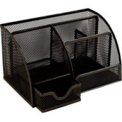 Wire Mesh Range - M810 Clip Pen And Memo Holder With Drawer Black