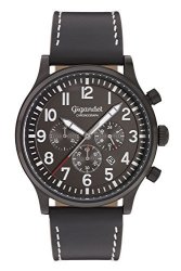 Gigandet Men's Quartz Watch Destination Aviator Chronograph Analog Leather Strap Black Grey G15-005