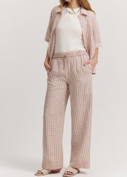Organically Grown Linen Check Pull-on Pant