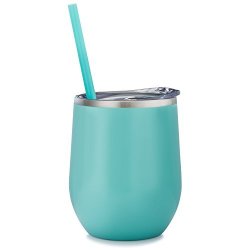 Mint - 12 Oz Stainless Steel Wine Tumbler Sippy Cup With Lid And Straw