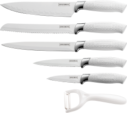 Royalty Line Steel White Knife Set - 5 Piece Stainless + Free Bonus Peeler