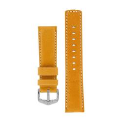 Mariner Water-resistant Leather Watch Strap In Gold Brown - 18MM Silver