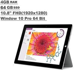 Microsoft Surface 3 Tablet 10.8-INCH Fhd 1920X1280 4GB RAM 64GB SSD Intel Atom 1.6GHZ Windows 10 Professional 64 Bit
