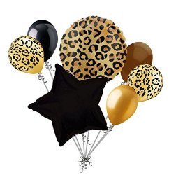 Anagram 7 PC Tan Cheetah Print Balloon Bouquet Happy Birthday Baby Shower Animal Leopard