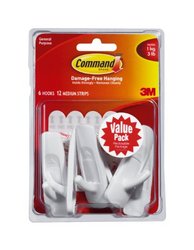 Command Medium Hooks 6-hook 2-pack White