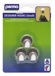 Adhesive Stainless Steel Hooks Small X 3