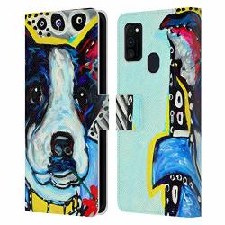 Official Mad Dog Art Gallery Jack Terrier Dogs 2 Leather Book Wallet Case Cover Compatible For Samsung Galaxy M30S 2019