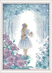 Itstitch Needlepoint Stamped Cross Stitch Kits With Pre-printed Pattern For Girl 14.6 X 18.9INCH A Princess Explores The Miracle Frameless .