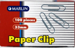 Marlin 100 Paper Clips - Silver 33mm