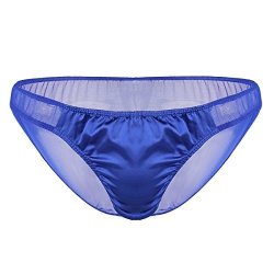 Deals on Chictry Men's Sissy Pouch Satin Panties Mesh See Through Briefs  Thong Lingerie Blue Large LARGE:30.0-43.0 76-110CM, Compare Prices & Shop  Online