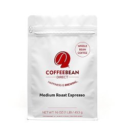 Coffee Bean Direct Medium Roast Espresso Whole Bean Coffee 16-OUNCE Bags Pack Of 3