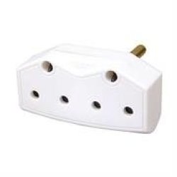 LESCO Domestic Multi ADAPTOR-2 X 16A Outlets Flame-retardant Material Material: Polycarbonate Colour White Sold As A Single Unit 3 Months Warranty