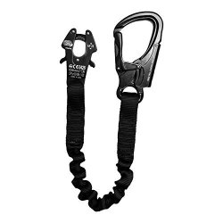 Fusion Tactical 2FT 24X1 Internal Elastic Bungee Military Police Personal Retention Helo Lanyard With Kong Frog Shackle Snap Hook 23KN Black
