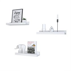 Songmics 3 Set Floating Wall Shelves 15-INCH Long Picture Shelving Ledge Easy To Install Mdf White ULWS38WT