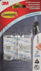 Clear Hooks & Strips Plastic MINI 6 Hooks & 8 Strips pack