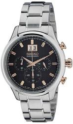 Seiko SPC151 P1 Chronograph 100M Stainless Steel Black Face Men's Quartz Watch