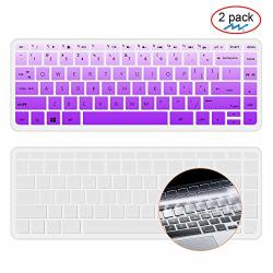 2 Packkeyboard Cover Skin Compatible Hp Stream 14 Inch Laptop Hp Stream 14-AX Series 14 Inch Hp Pavilion Keyboard Protector Cover Skin For Hp 14 Laptop Gradualpurple+clear