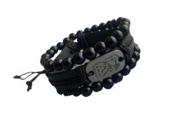 Gemini Star Sign Leather And Beads Bracelet