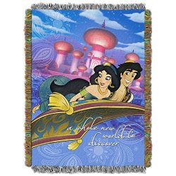 Disney Aladdin A Whole New World Woven Tapestry Throw Blanket 48 X 60