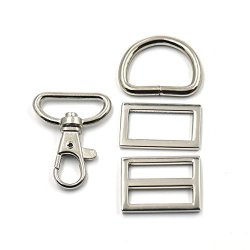 2 Sets 1" 25MM Swivel Snap Hook Clips Buckles Triglides D Ring Rectangle Strap Snap Nickle