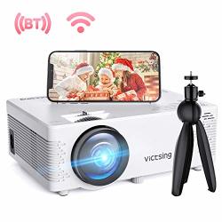 Victsing Wifi Projector Bluetooth & Screen Mirroring 3600 Lux Wireless Projector Bluetooth With Tripod 1080P Supported Hifi Sound. MINI Projector Compatible With Tv Stick PS4.?2019 New Tech?