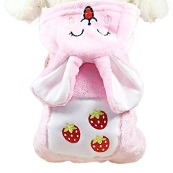 Dog Jumpsuit Axchongery Kawaii Pet Rabbit Costumes Warm Puppy Hoodie Apparel For Small Dog Pink L