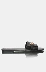 Ladies' Front Strap Sandals - Black - Black UK 4