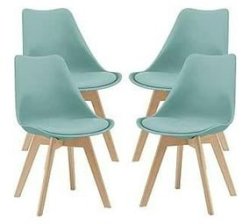 Living Room Chair Kitchen Chair Pu Faux Leather Mint Set Of 4