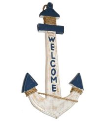 Nautical Rustic Wooden Welcome Anchor - 50CM