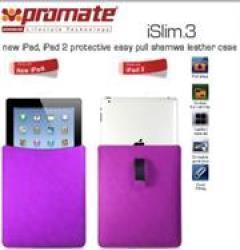 Promate Islim 3 New Ipad Ipad 2 Protective Easy Pull Shamwa Leather Case - Purple