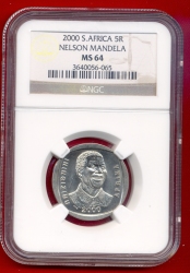 Ms64 Mandela 2000 "smiley" R5 Coin - Uncirculated Very High Grade