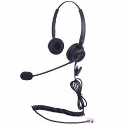 Vanstalk Corded Telephone Headset RJ9 Binaural With Noise Canceling Microphone Compatible For Plantronics M10 M12 M22 Vista Modular Adapters And Cisco 7960 7942 7942G