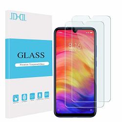 Jdhdl For Xiaomi Redmi Note 7 Note 7 Pro Screen Protector Tempered Glass HD Clear Anti-scratch Bubble Free Anti-fingerprints 9H Hardness Tempered Glass 6.3" 2019 2-PACK