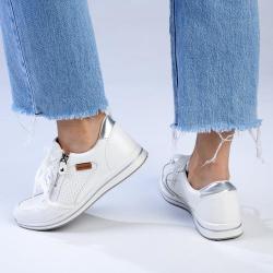 Pierre Cardin Sadie Side Zip Lace Up Sneaker - White - 9