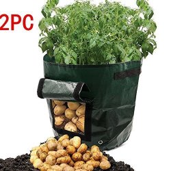 Onion and so on Tomato Carrot Besiva Potato Grow Bag 2-Pack Garden Vegetables Planter Bags with Flap and Handles Heavy Duty Suitable for Potato